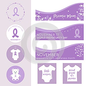 World Prematurity Day Banners, Posters and Badges Vector Templates