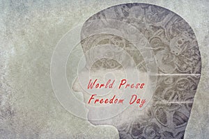 World Press Freedom Day is standing on a mask, journalist with covered mouth, free speech, cancel culture