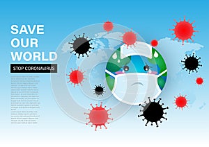 World protection from Corona virus or Covid-19 concept, vector illustration