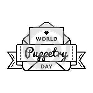 World Puppetry day greeting emblem