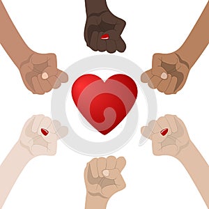 World Racial and Gender Equality. Unity, Alliance, Team, Partner Concept. Holding Hands Showing Unity. Relationship Icon. Vector