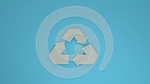 World Recicling Day symbol, sign or logo. Blue background. Recicle sign.