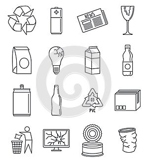 World recycles day icon set, outline style