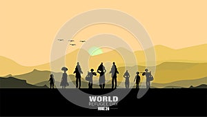 World Refugee Day. Concept of social event. 20 June-vector. International immigration concept background