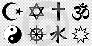 World religion symbols set