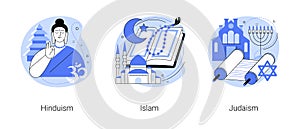 World religions abstract concept vector illustrations.
