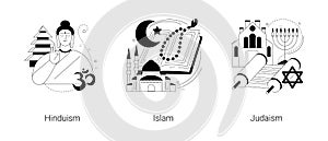 World religions abstract concept vector illustrations.