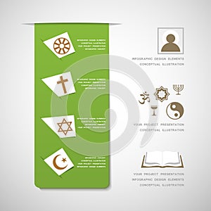 World religions infographic design elements