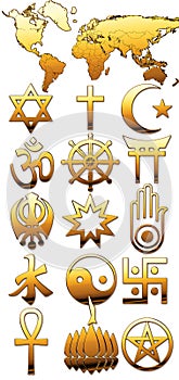 World religions made of gold