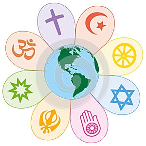 World Religions United Peace Flower Symbol