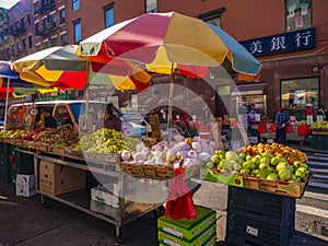 World`s abundance. Fruits and vegetables market in the Chinese district in Ne York, United States of America.