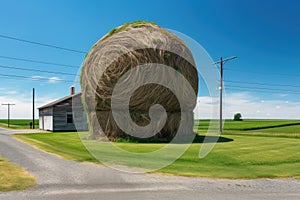 the world's largest ball of twine, displayed roadside in the american heartland