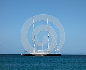 The world`s largest ketch at anchor in the caribbean