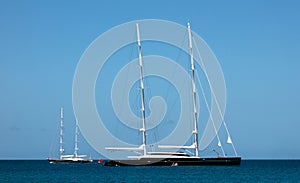 The world`s largest ketch at anchor in the caribbean