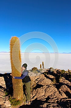 The world`s largest salt flat, Salar de Uyuni Cacti Island