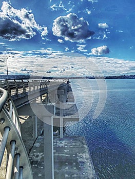 World`s longest floating bridge joining Seattle and Bellevue