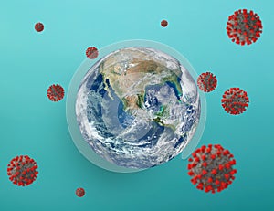 World with the shape of covid-19 coronavirus. Concept of pandemic and contagion. photo