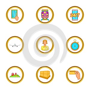 World shipping icons set, cartoon style