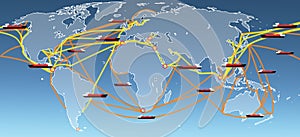 World shipping routes map photo