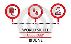 World sickle cell day concept vector. Sickle Cell Disease, SCD is a painful, life-threatening illness and is the most frequently