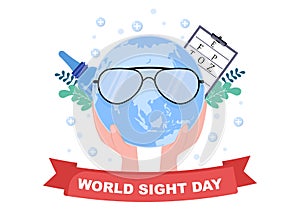 World Sight Day Background Vector Illustration Which is Commemorated Every Year for Where to Check Vision, Blindness on the Eyes