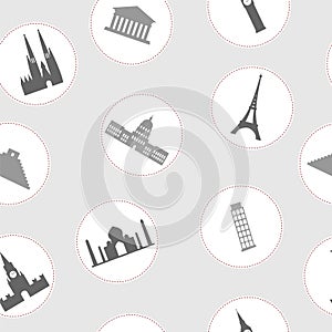 World sights seamless pattern. Famous monuments of world