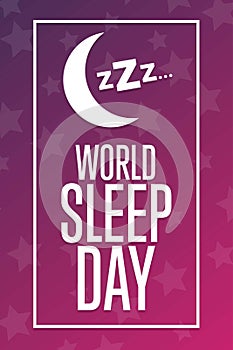 World Sleep Day. Holiday concept. Template for background, banner, card, poster with text inscription. Vector EPS10