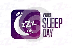 World Sleep Day. Holiday concept. Template for background, banner, card, poster with text inscription. Vector EPS10