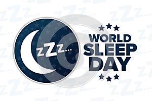 World Sleep Day. Holiday concept. Template for background, banner, card, poster with text inscription. Vector EPS10