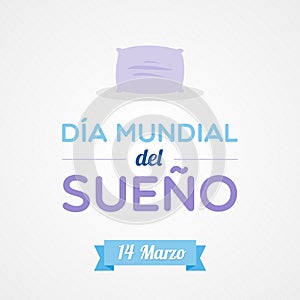 World Sleep Day. March 14. Spanish. Dia Mundial del SueÃÂ±o. Vector illustration, flat design photo