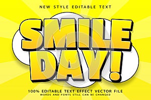 Smile Day editable text effect emboss comic style