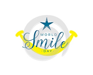 world smile day event card for cheerful with smiling faces