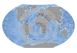 World Sphere with Solid Countries - Ocean Background