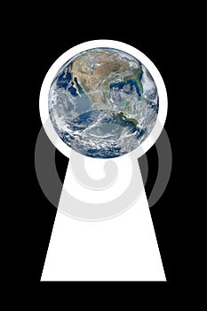 The world spied through the keyhole - concept with image from NASA