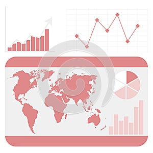 World statistic, info chart with map and graphics