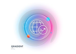 World Statistics line icon. Chart sign. Gradient blur button. Vector