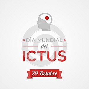 World Stroke Day in Spanish. Dia mundial del ictus. Spanish. Head man icon. Vector illustration, flat design photo