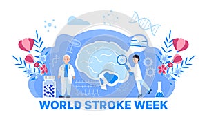 World stroke week concept vector. Neurology healthcare, dementia, Alzheimer metaphor