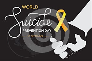 World Suicide Prevention Day concept with awareness ribbon. Dark vector illustration for web and printing