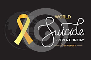 World Suicide Prevention Day concept with awareness ribbon. Dark vector illustration for web and printing