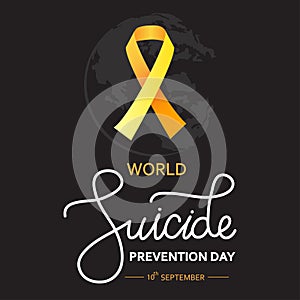 World Suicide Prevention Day concept with awareness ribbon. Dark vector illustration for web and printing