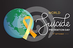 World Suicide Prevention Day concept with awareness ribbon. Dark vector illustration for web and printing