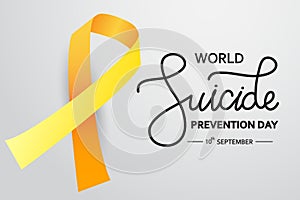 World Suicide Prevention Day concept with awareness ribbon. white background vector illustration for web and printing