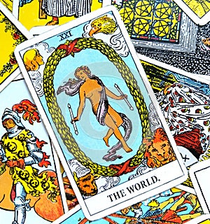 The World Tarot Card Travel Succes Final stage Cycles photo