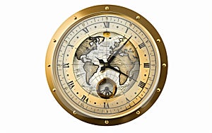 World Time Clock isolated on transparent background.