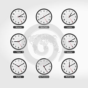 World Time Clocks. Current Time in Famous World Cities. Hotel or Stock Exchange Wall Clocks. Local Time Around the World