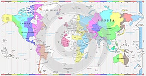 World time zones map, and political map of the world