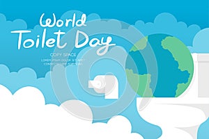 World toilet day 19 November horizon Banner set, Sanitary problem concept earth with flush toilet illustration