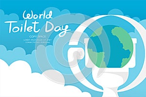 World toilet day 19 November horizon Banner set, Sanitary problem concept earth with flush toilet illustration