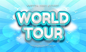 World tour editable text effect with world travel theme